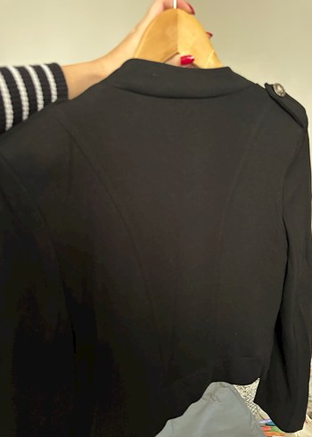 s Beden Düğmeli Siyah Kadın Blazer
