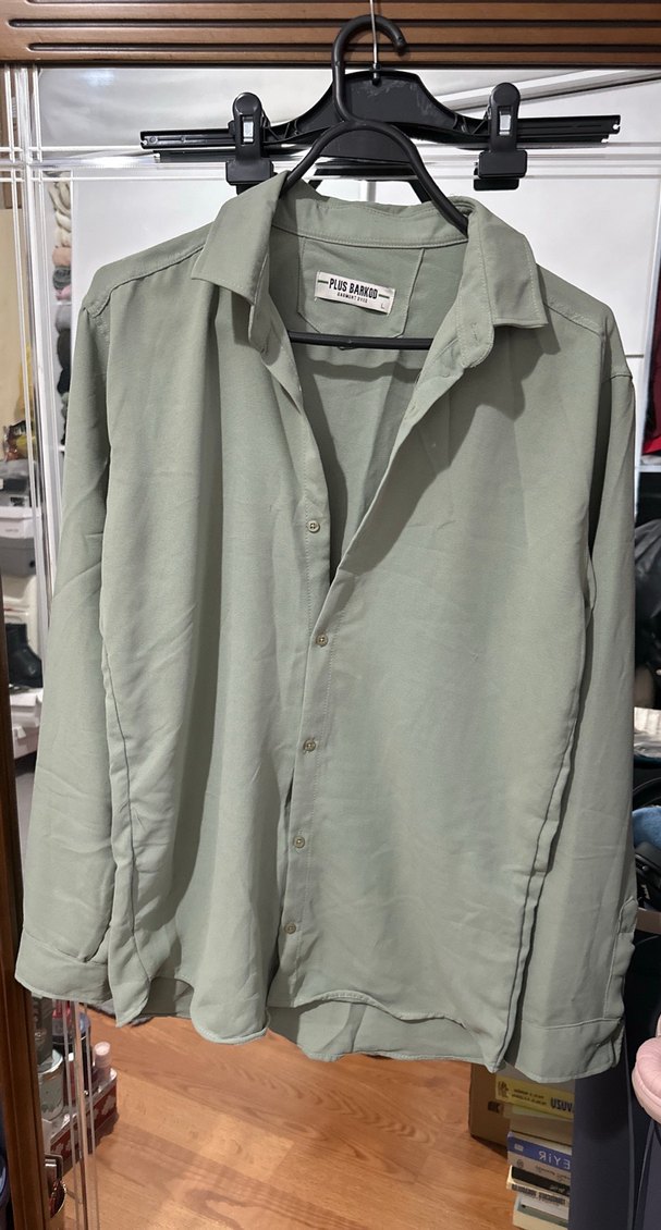 Gri Uzun Kollu Keten Gömlek - Görsel 3