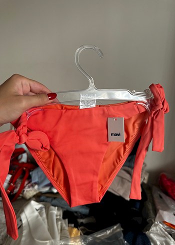 s Beden kırmızı Renk Nar çiçeği Bağcıklı Kadın Bikini Altı