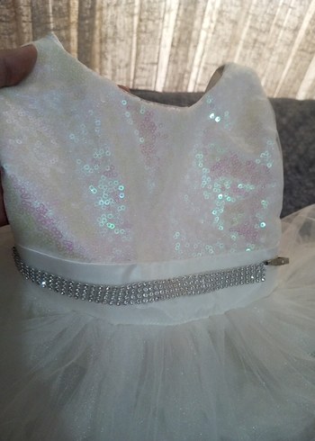 Kız Çocuk Beyaz Askısız Fırfırlı Elbise - Görsel 2