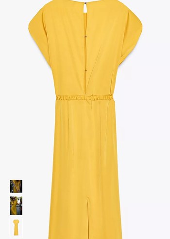 Sarı Midi Kadın Elbise, Kemerli, Kolsuz - Görsel 5