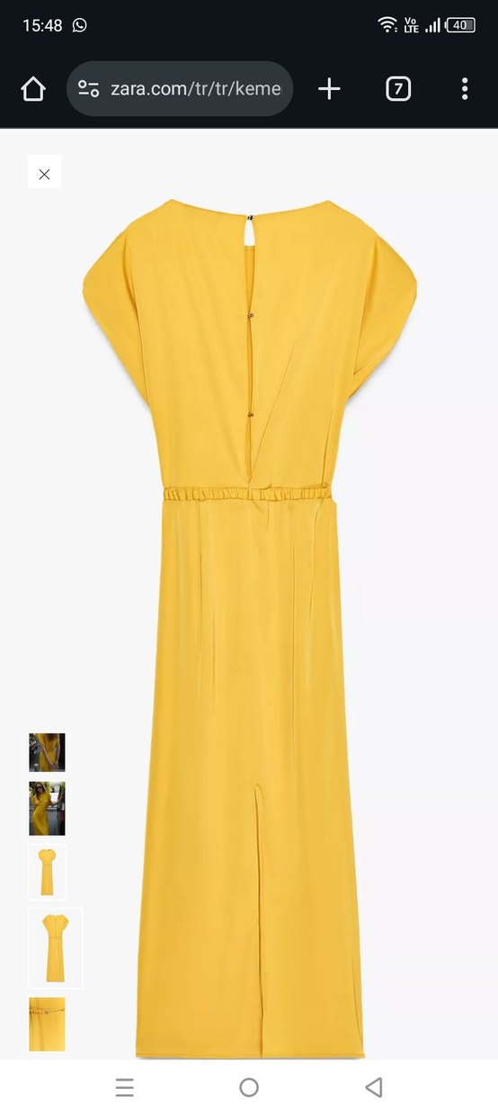 Sarı Midi Kadın Elbise, Kemerli, Kolsuz - Görsel 5