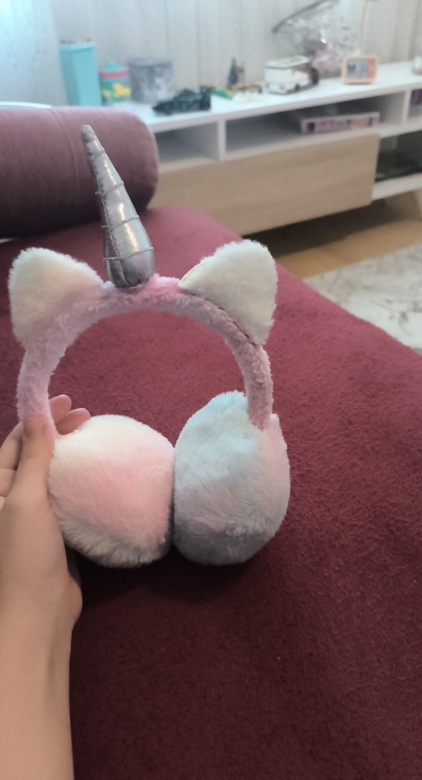 Peluş Unicorn Kulaklık - Pembe Tie-Dye - Görsel 2