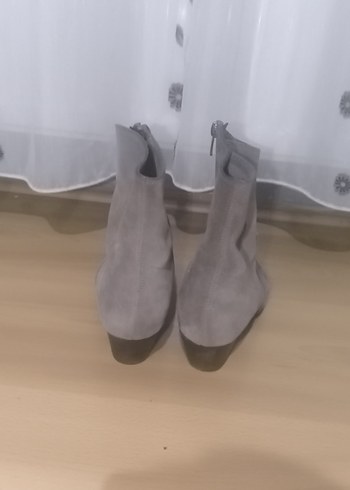 Gri Süet Kadın Botları Blok Topuklu - Görsel 5