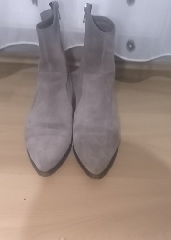 Gri Süet Kadın Botları Blok Topuklu - Görsel 3