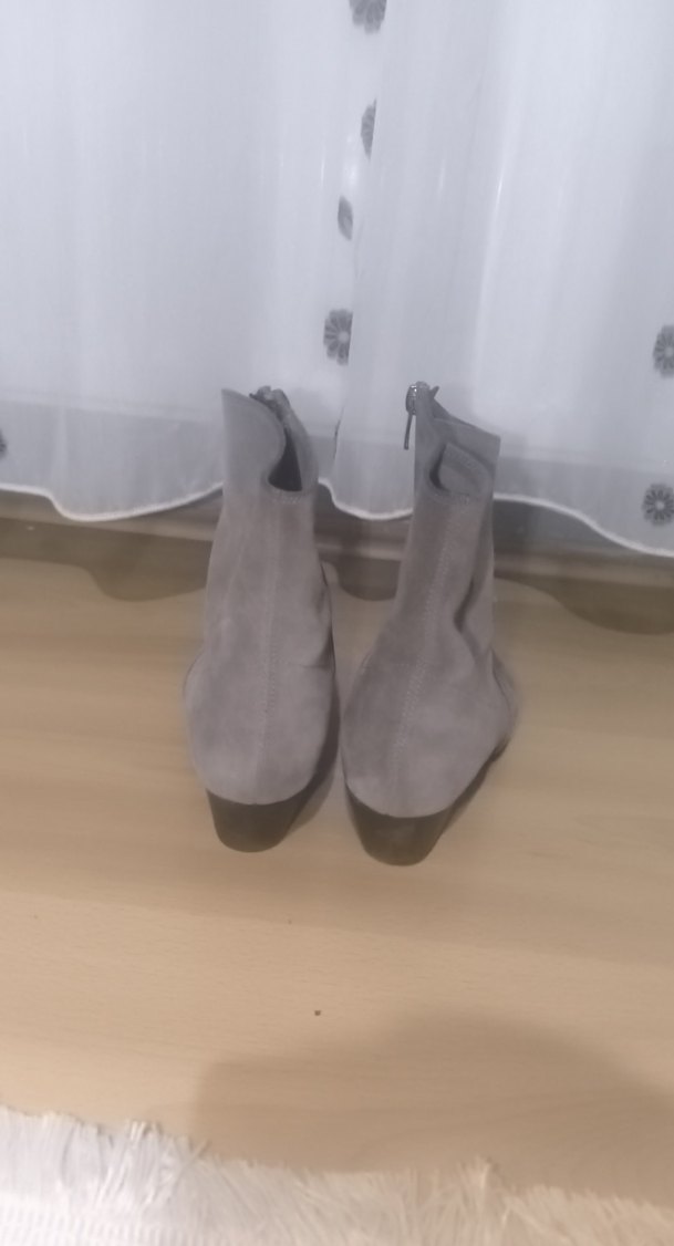Gri Süet Kadın Botları Blok Topuklu - Görsel 5