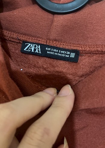 Zara Zara Kadın Kiremit Kapüşonlu Sweatshirt