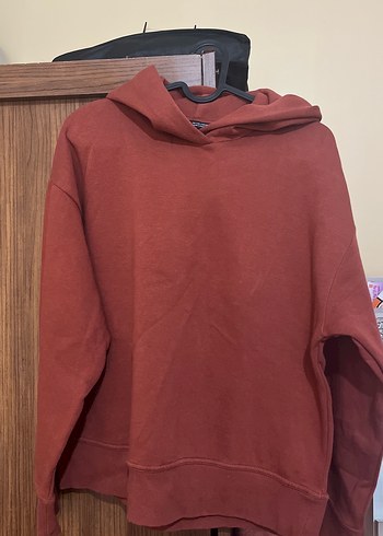 Zara Kadın Kiremit Kapüşonlu Sweatshirt