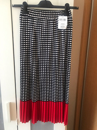 American Retro Renkli pliseli etek