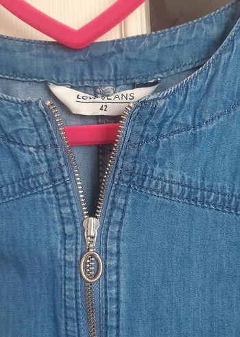 Fermuarlı Mavi Denim Kolsuz Ceket