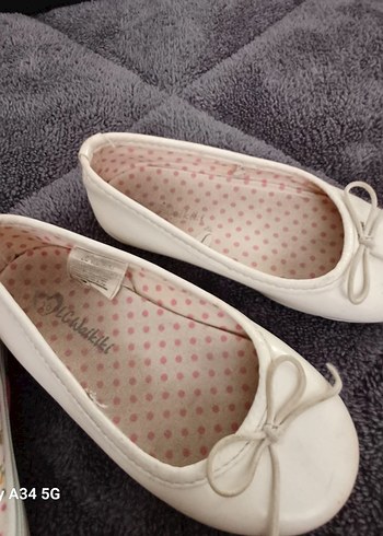 Beyaz Çiçekli Kız Babet Ayakkabı - Görsel 2