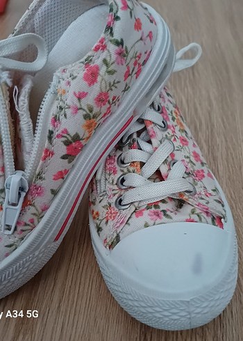 Beyaz Çiçekli Kız Babet Ayakkabı - Görsel 7