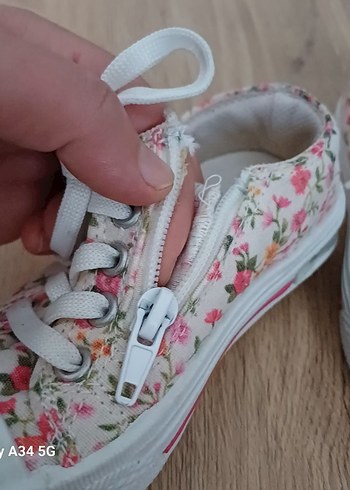 Beyaz Çiçekli Kız Babet Ayakkabı - Görsel 9