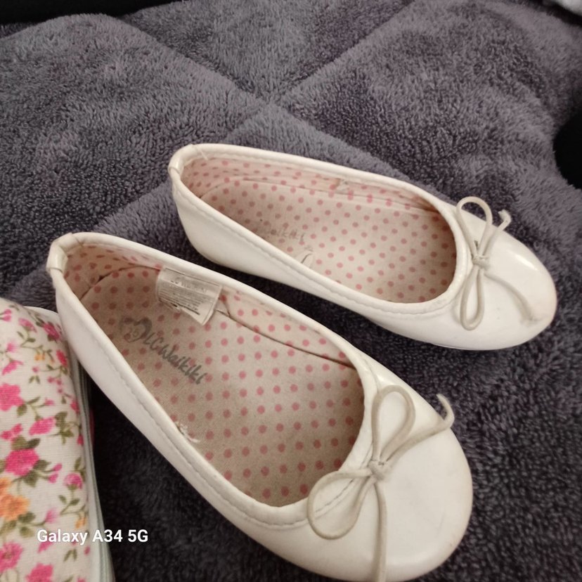 Beyaz Çiçekli Kız Babet Ayakkabı - Görsel 2