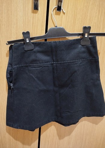 Kemerli Siyah Mini Denim Etek - Görsel 2