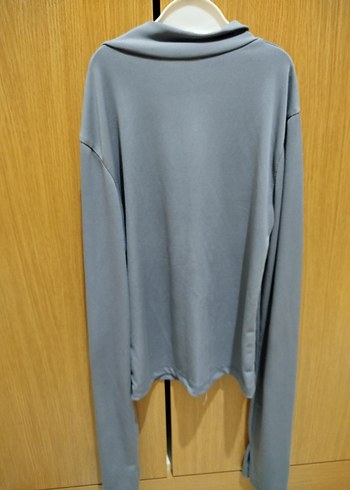 Gri Fermuarlı Yüksek Yakalı Bayan Sweatshirt - Görsel 3