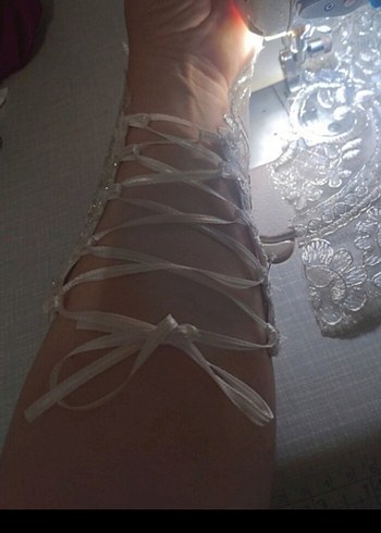 Dantel Detaylı Bohem Kadın Eldiveni Beyaz - Görsel 3