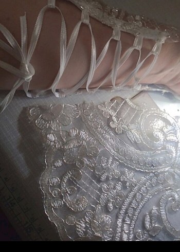 Dantel Detaylı Bohem Kadın Eldiveni Beyaz - Görsel 2