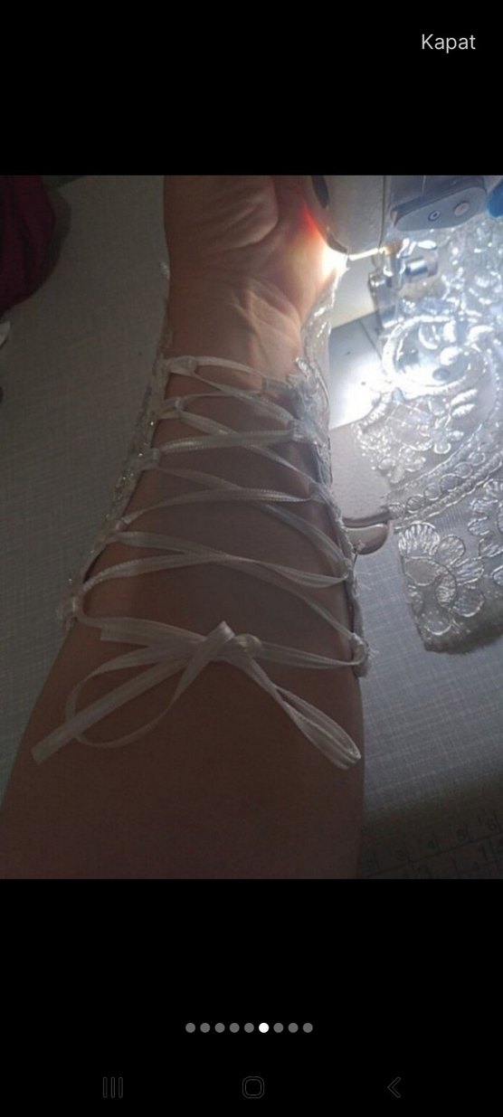 Dantel Detaylı Bohem Kadın Eldiveni Beyaz - Görsel 3