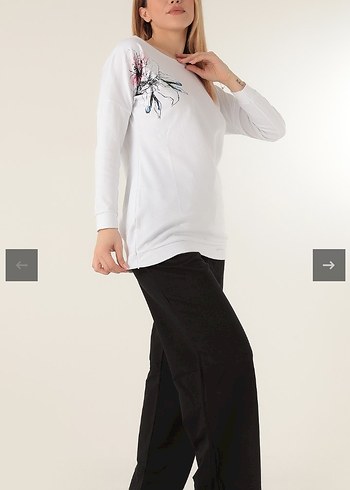 Baskılı Beyaz Pijama Takımı