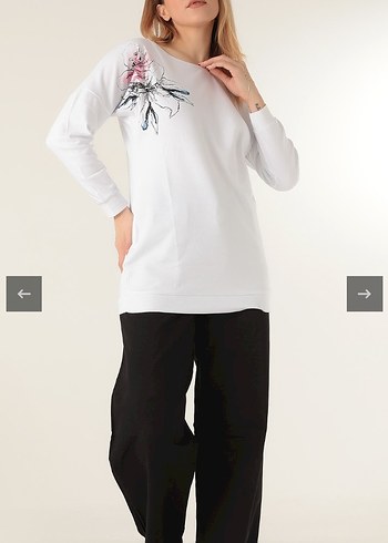 l Beden beyaz Renk Baskılı Beyaz Pijama Takımı