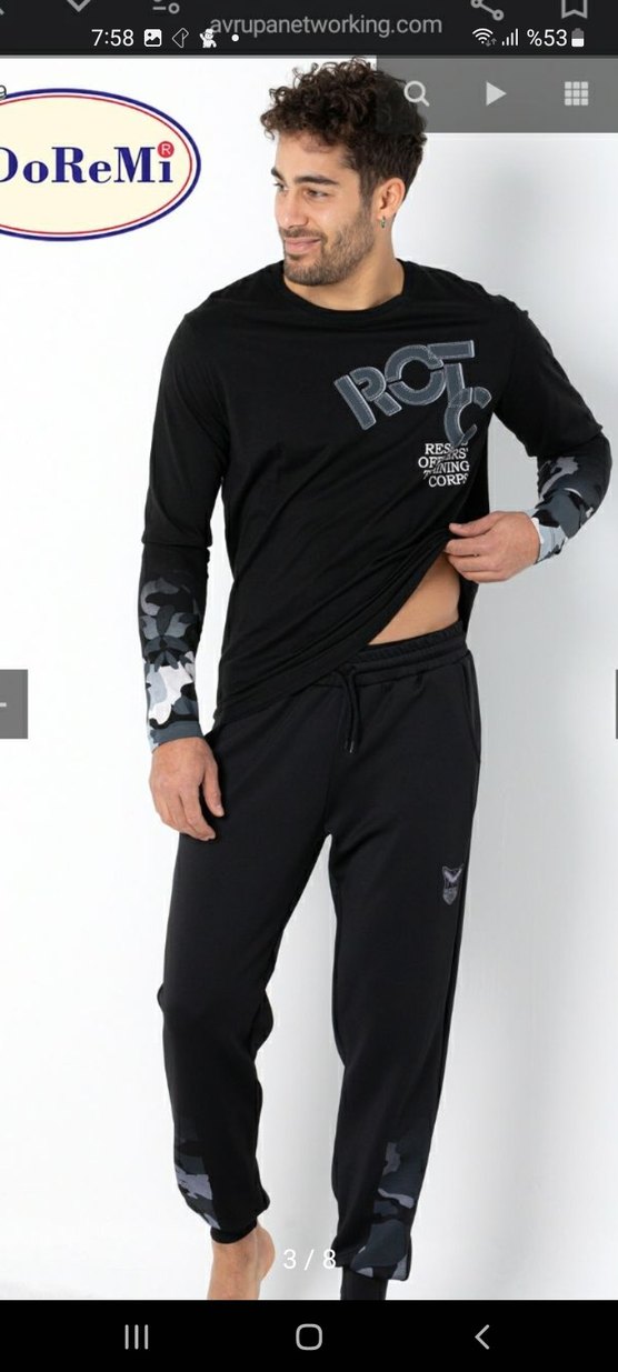 Siyah Kamuflaj Baskılı Erkek Pijama Takımı - Görsel 3