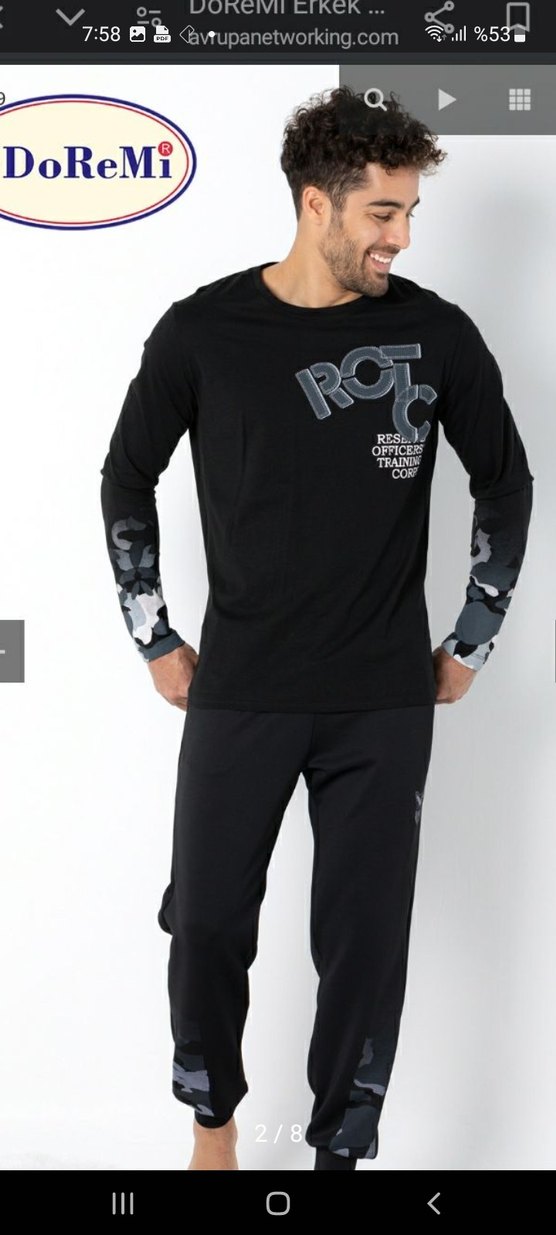 Siyah Kamuflaj Baskılı Erkek Pijama Takımı - Görsel 2