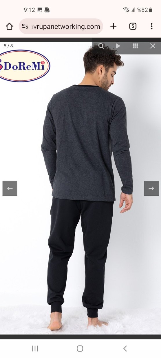 Gri Baskılı Uzun Kollu Erkek Pijama Takımı - Görsel 4