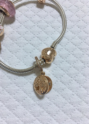 s Beden pembe Renk Pandora aile ağacı charm rose