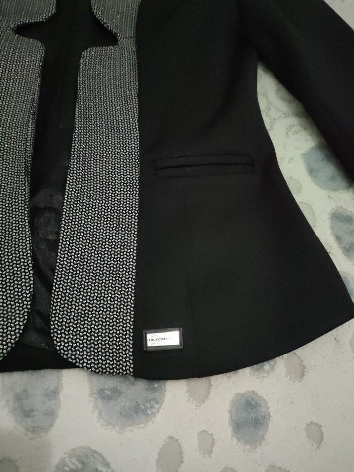 Gri Detaylı Siyah Kadın Blazer Ceket - Görsel 4