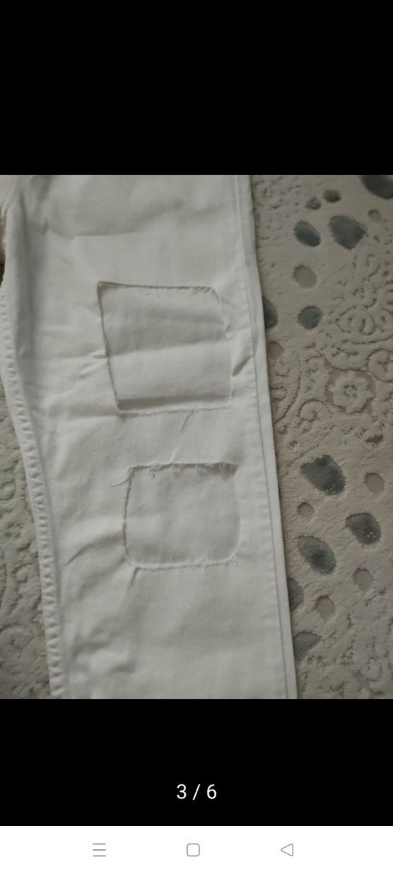 Beyaz Rahat Kesim Pamuklu Kadın Kot Pantolon - Görsel 3