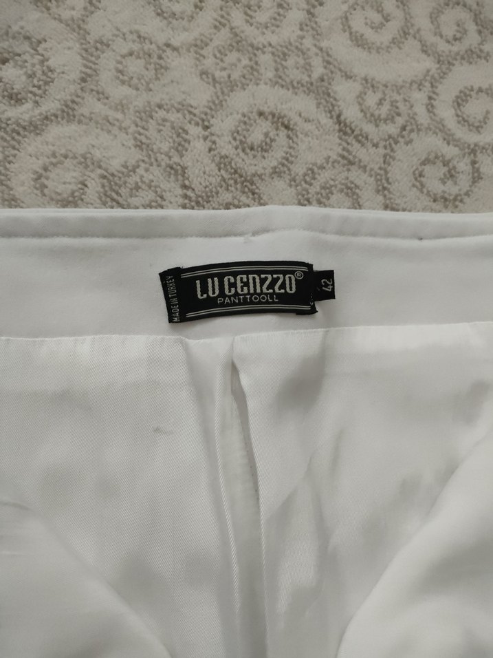 Beyaz  Kadın Kumaş Pantolon - Görsel 3