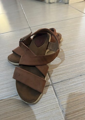 Deri Taba Dolgu Topuklu Kadın Sandalet - Görsel 3