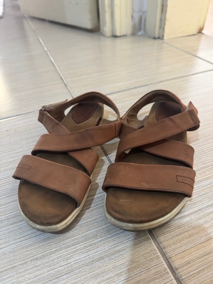 Deri Taba Dolgu Topuklu Kadın Sandalet - Görsel 2