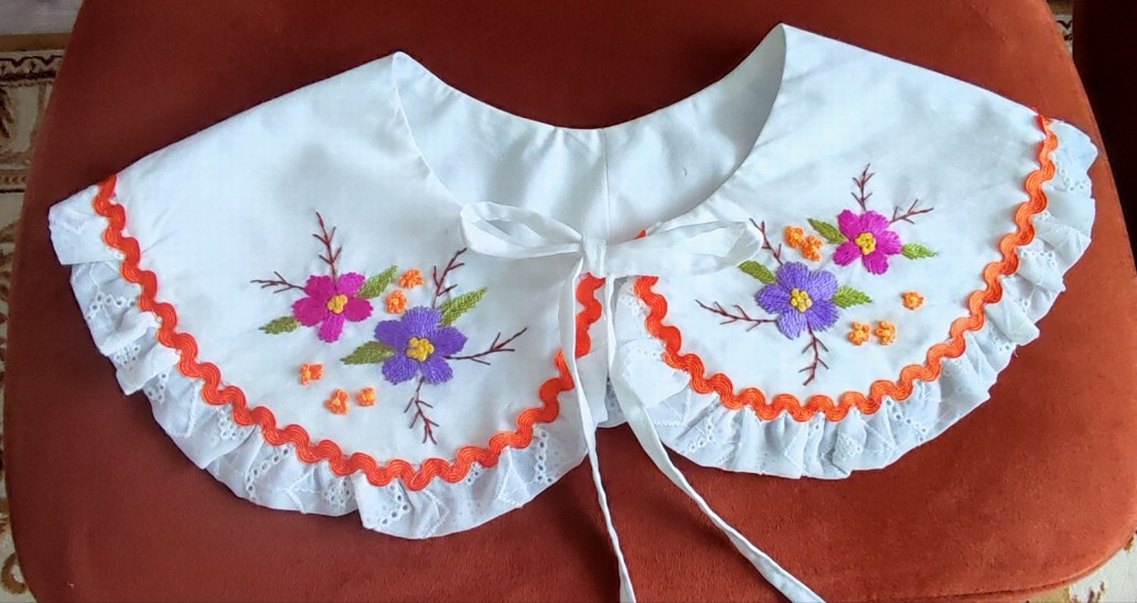 Nakışlı Fırfırlı Bohem yakalık - Görsel 2