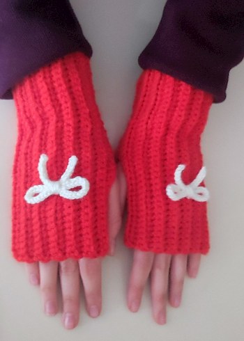 Kırmızı Örgü Kadın Eldivenleri - Görsel 2
