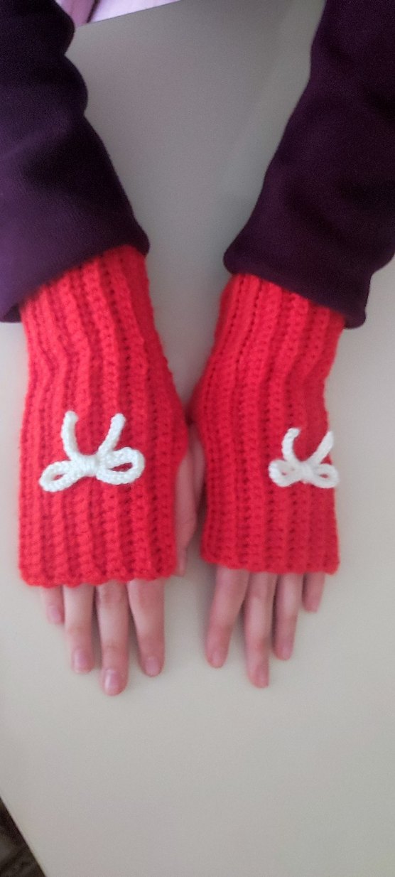 Kırmızı Örgü Kadın Eldivenleri - Görsel 2