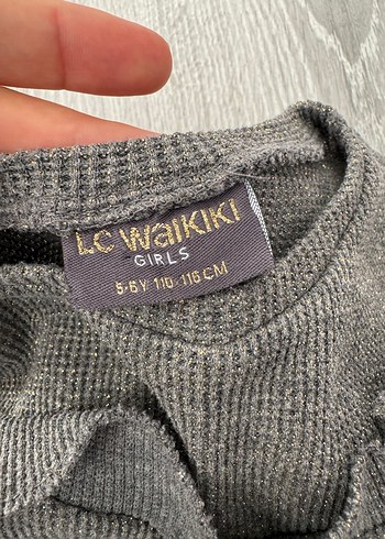 Kız Çocuk Gri Sweatshirt Tunik Kazak - Görsel 3