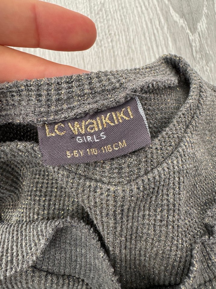 Kız Çocuk Gri Sweatshirt Tunik Kazak - Görsel 3