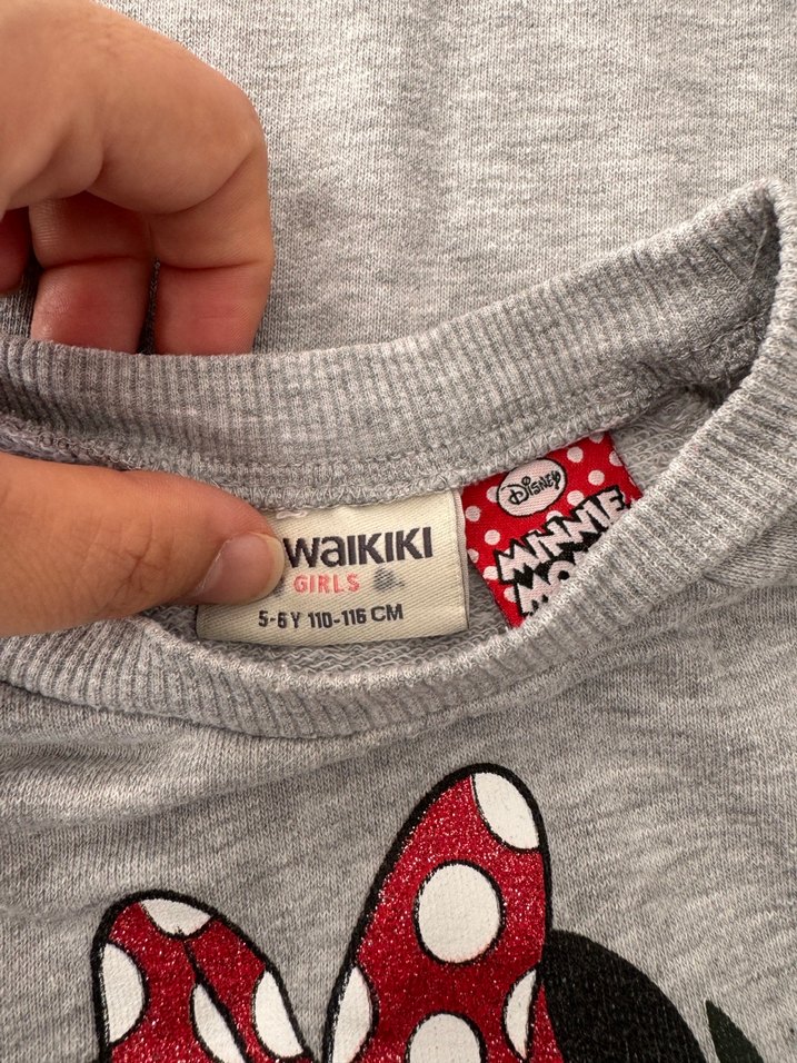 Kız Çocuk Gri Sweatshirt Tunik Kazak - Görsel 4