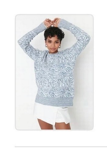 Desenli Örgü Kadın Kazak - Görsel 2