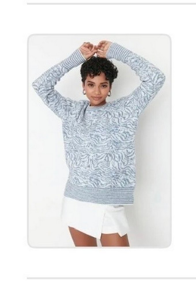 Desenli Örgü Kadın Kazak - Görsel 2