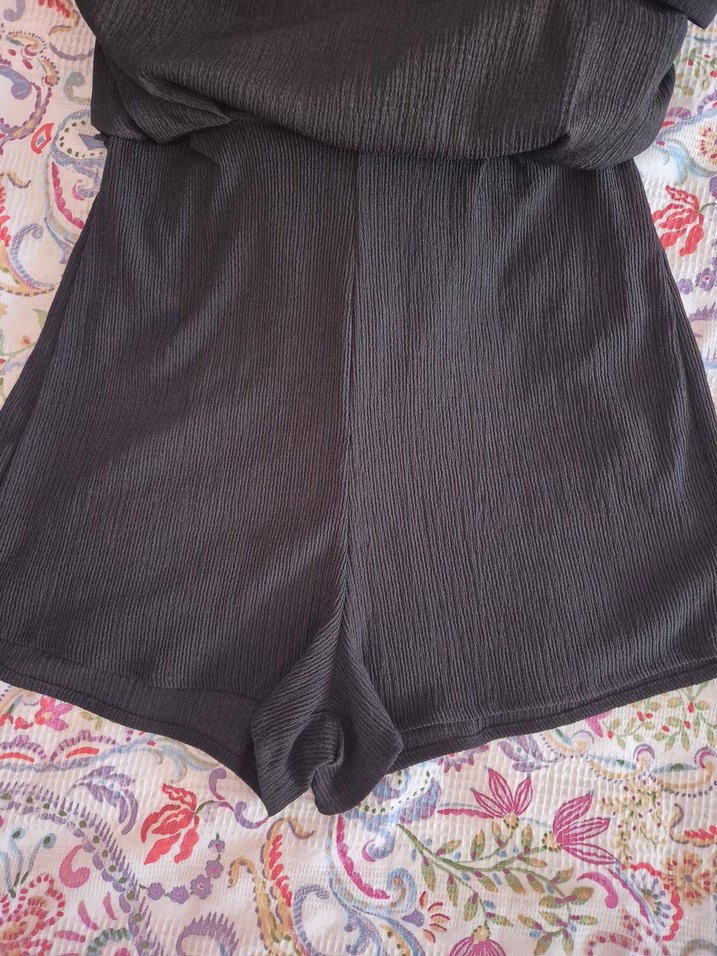 Siyah V Yaka Kemerli Kadın Tulum - Görsel 4