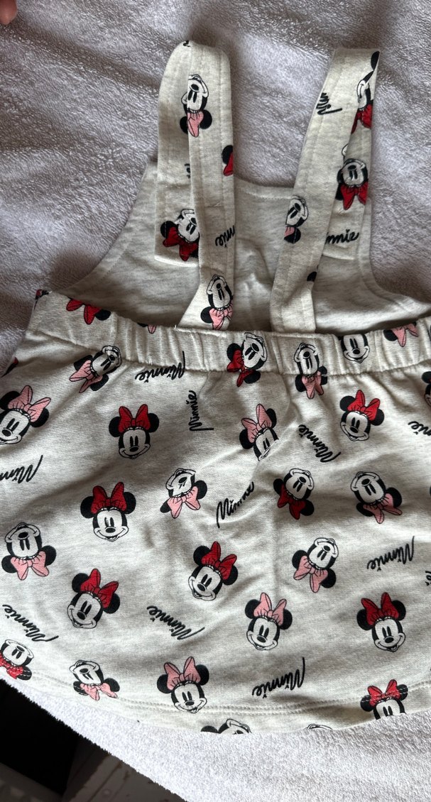 Kız Çocuk Gri Minnie Mouse Desenli Elbise - Görsel 3