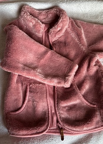 Kız Çocuk Pembe Peluş Ceket - Görsel 2