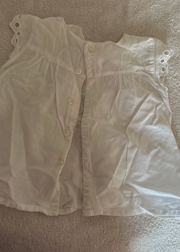 Kızlar için Beyaz Dantelli Kolsuz gömlek - Görsel 2