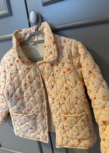 Bej Çiçek Desenli Bohem Kız Mont - Görsel 2