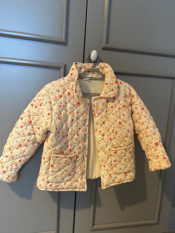 Bej Çiçek Desenli Bohem Kız Mont - Görsel 3