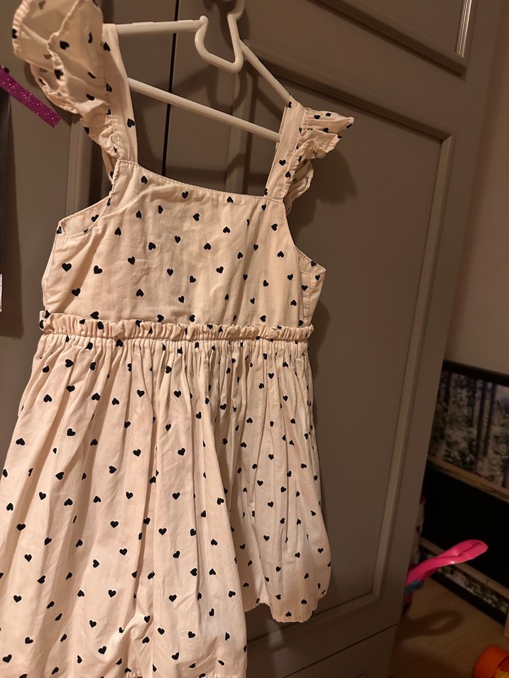 Kız Çocuk Volanlı V Yaka Pamuklu Elbise - Görsel 5