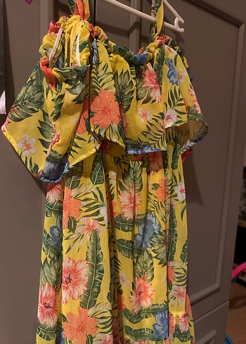 Sarı Çiçekli Bohem Kız Elbisesi - Görsel 3